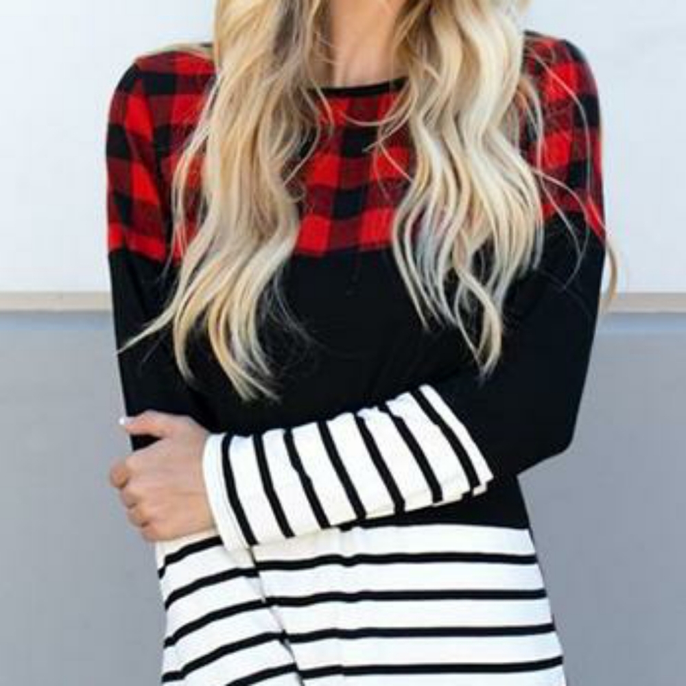 Buffalo Plaid Color Block Top